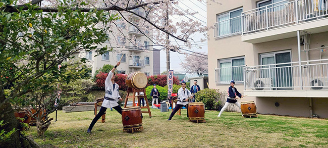 2026竹山団地花見まつり会場での和太鼓演奏の様子3