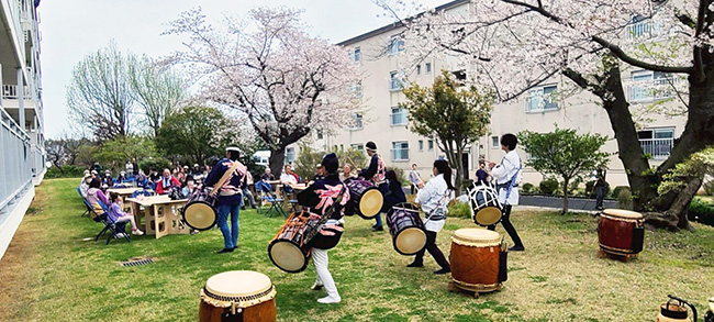 2026竹山団地花見まつり会場での和太鼓演奏の様子2